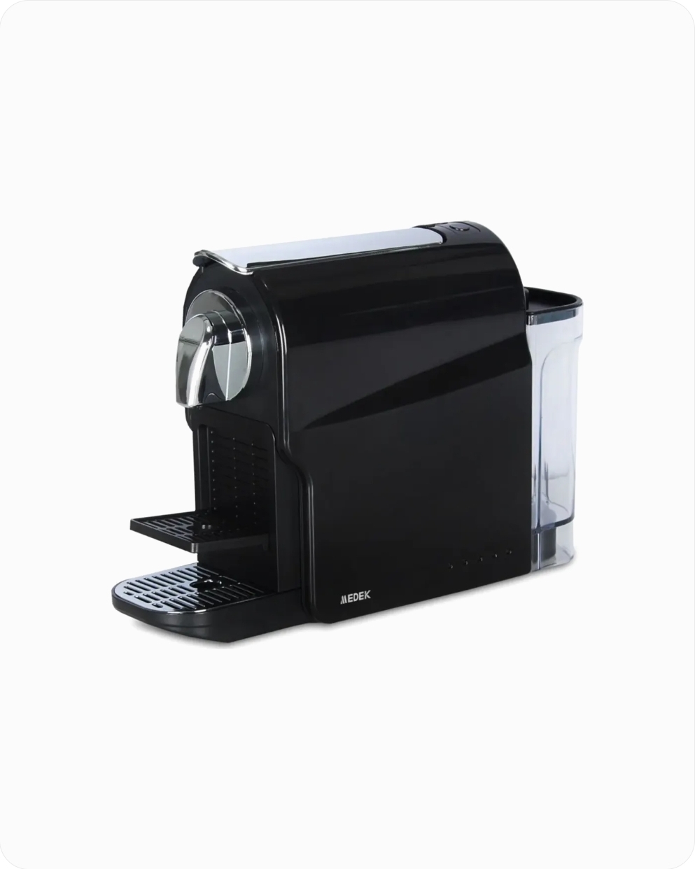 Machine à café à capsules noire avec réservoir d'eau transparent